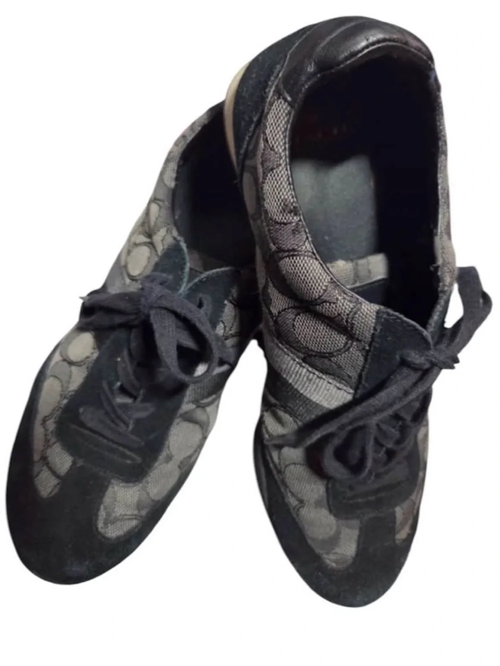 Coach Black and Gray Monogram Low-Top Sneakers - Picture 2 of 2